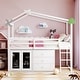 preview thumbnail 11 of 16, Twin Size House Loft Bed Wood Low Bedframe with Black Boards & Storage