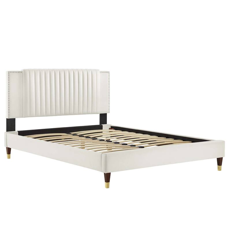 Zahra Channel Tufted Performance Velvet Queen Platform Bed