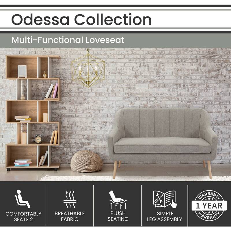 Hanover Odessa Accent Loveseat in Gray with Rubberwood Legs