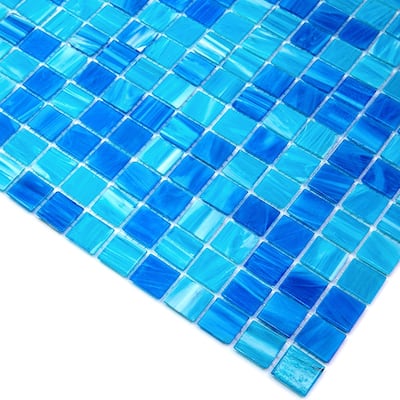 Apollo tile 12" x 12" Mingles Glossy Olympic blue Glass Tile (20 sq ft/case) - 20 Pack