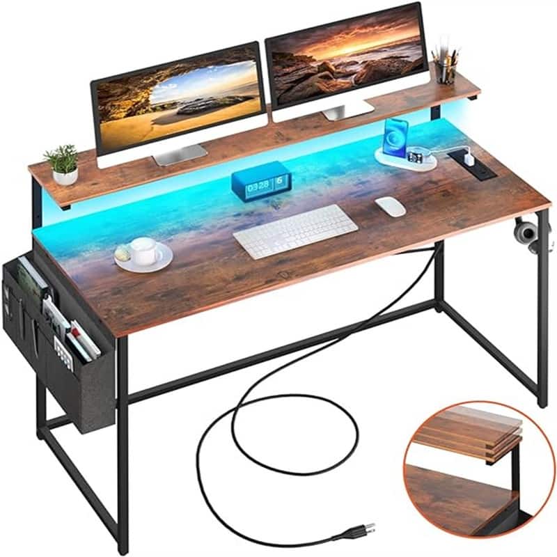 Computer Desk with Power Outlets Fast