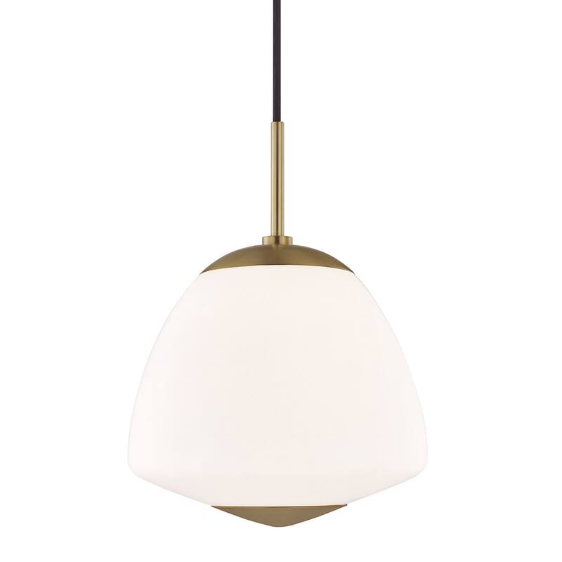 Mitzi by Hudson Valley Jane 1-light Aged Brass Large Pendant, Opal Matte Glass