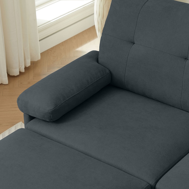 84.45" Wide Sectional Sofa with Ottoman & Side Storage Bags