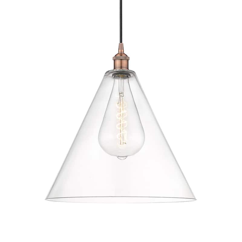 Innovations Lighting 616-1P-18-16 Edison Cone Pendant Edison Cone 16" - Antique Copper / Clear