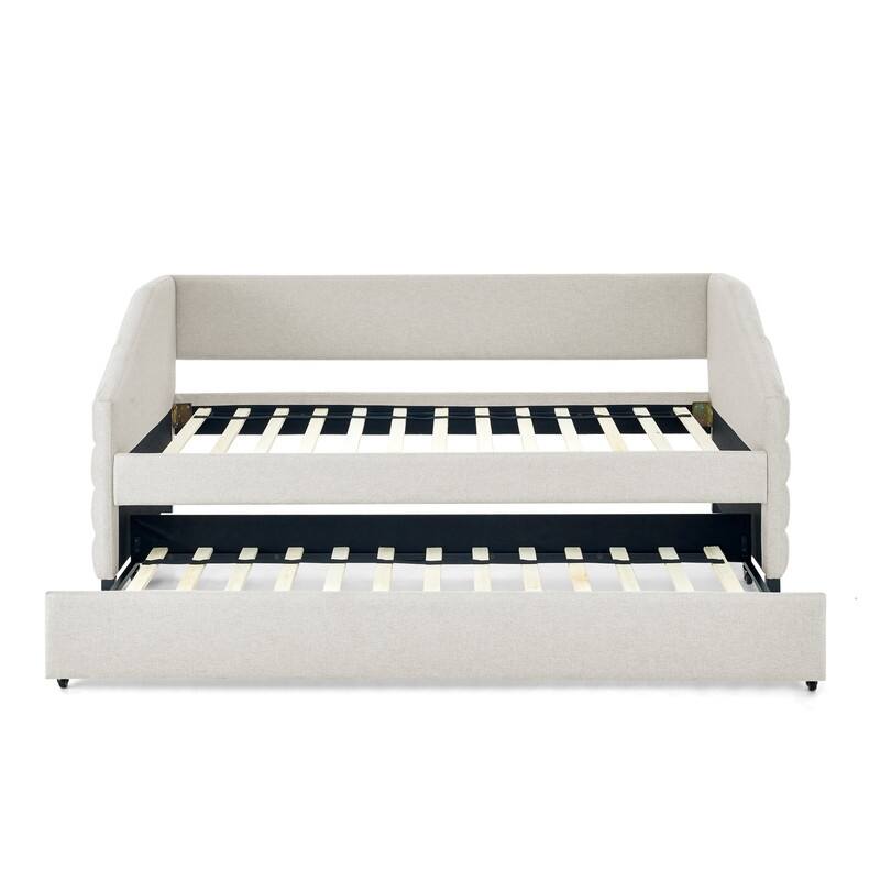 Twin or Full Size Daybed with Trundle Upholstered Tufted Sofa Bed
