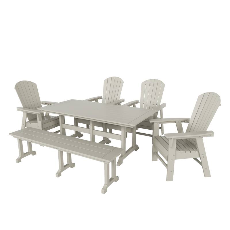 Altura 6-Piece Rectangular Poly Eco-Friendly All Weather Outdoor Dining Set with Bench