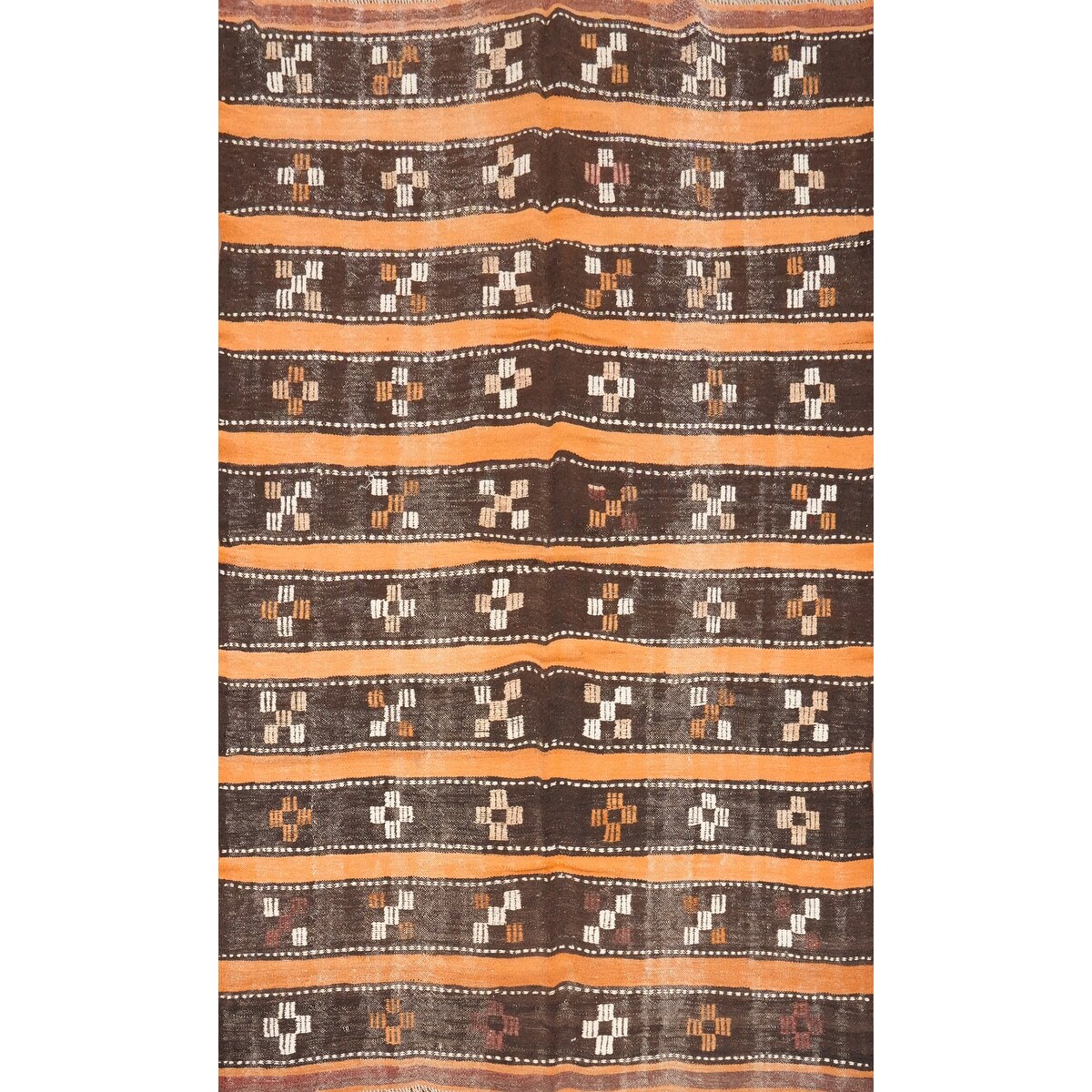 Hand Woven Oriental 100% Wool Carpet Southwestern Tribal Multi-Colored Kilim Area Rug - 8' 2'' X 5' 9''