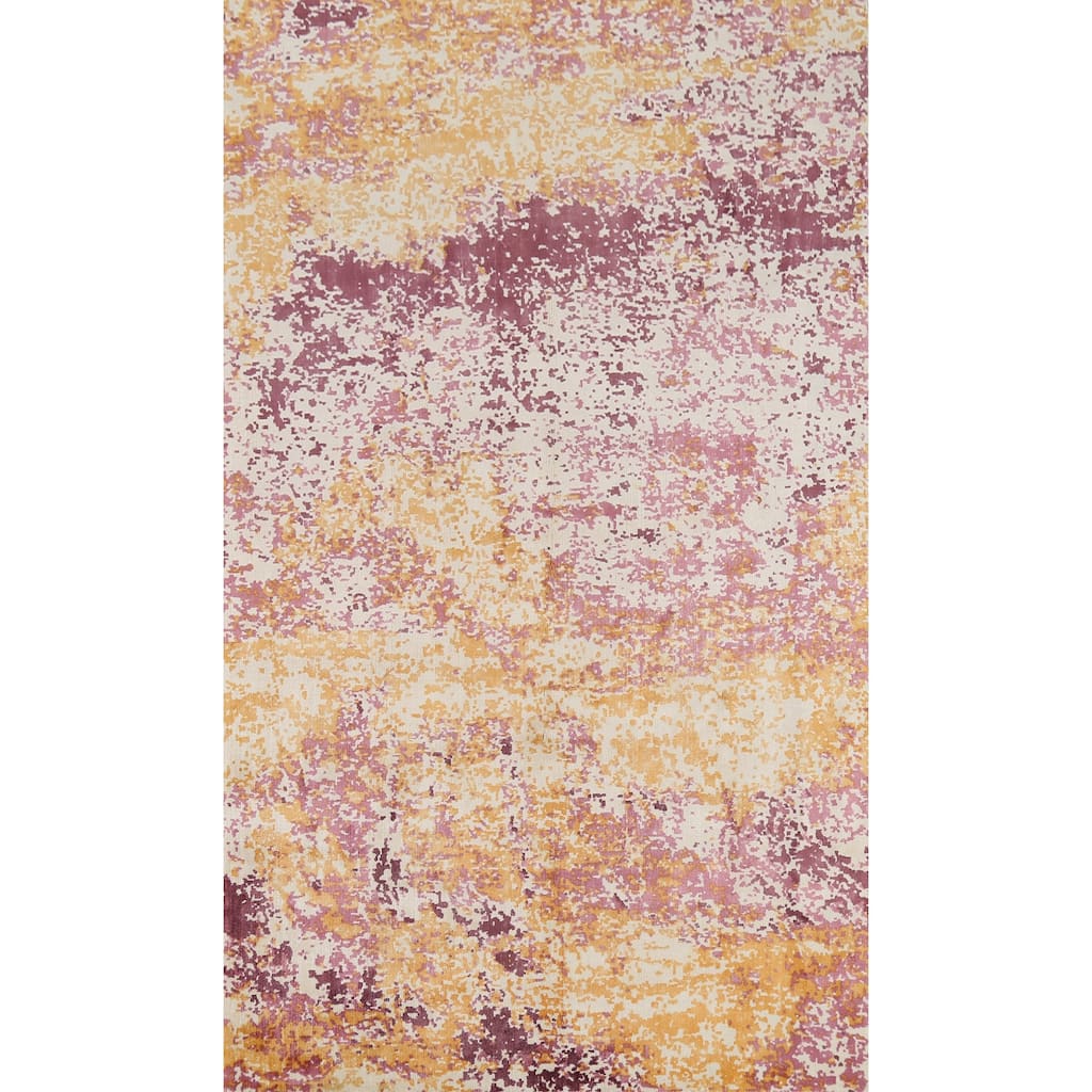 All-Over Colorful Abstract Modern Area Rug Hand-Knotted Wool Carpet - 4'11"x 7'11"
