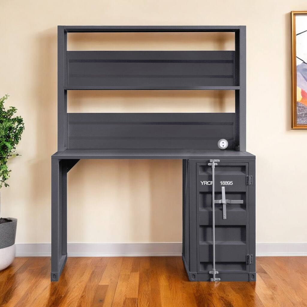 HomeRoots 47" Gunmetal Iron Writing Desk