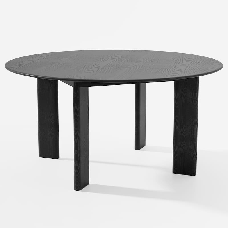 HomeRoots 58" Black Solid Wood Round Top Dining Table - 58.46 in. x 29.72 in. x 58.46 in.