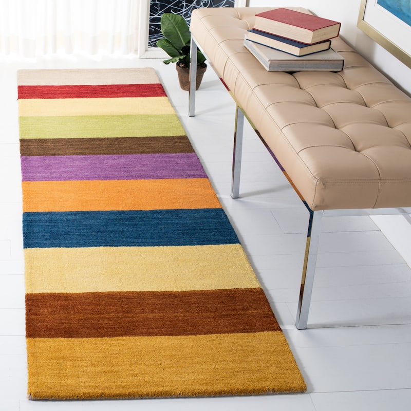 SAFAVIEH Handmade Himalaya Damyanti Modern Wool Rug - 2'3" x 14' Runner - Yellow/Multi