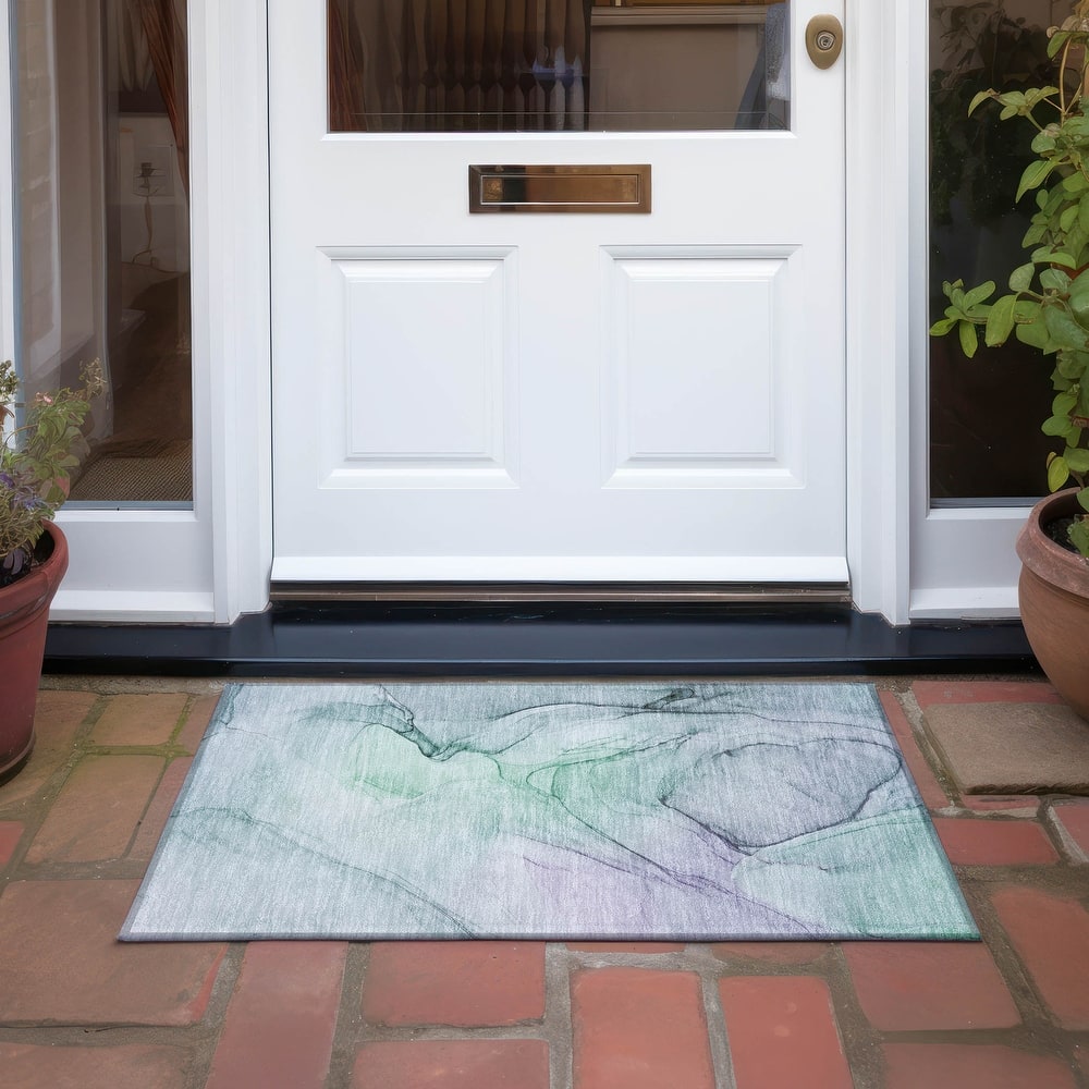 Machine Washable Indoor/ Outdoor Abstract Chantille Rug