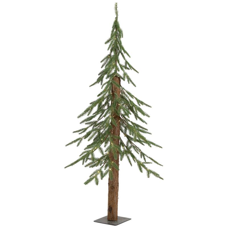 Pre-Lit Medium Alpine Artificial Christmas Tree - 4' - Clear LED Lights - 4 Foot