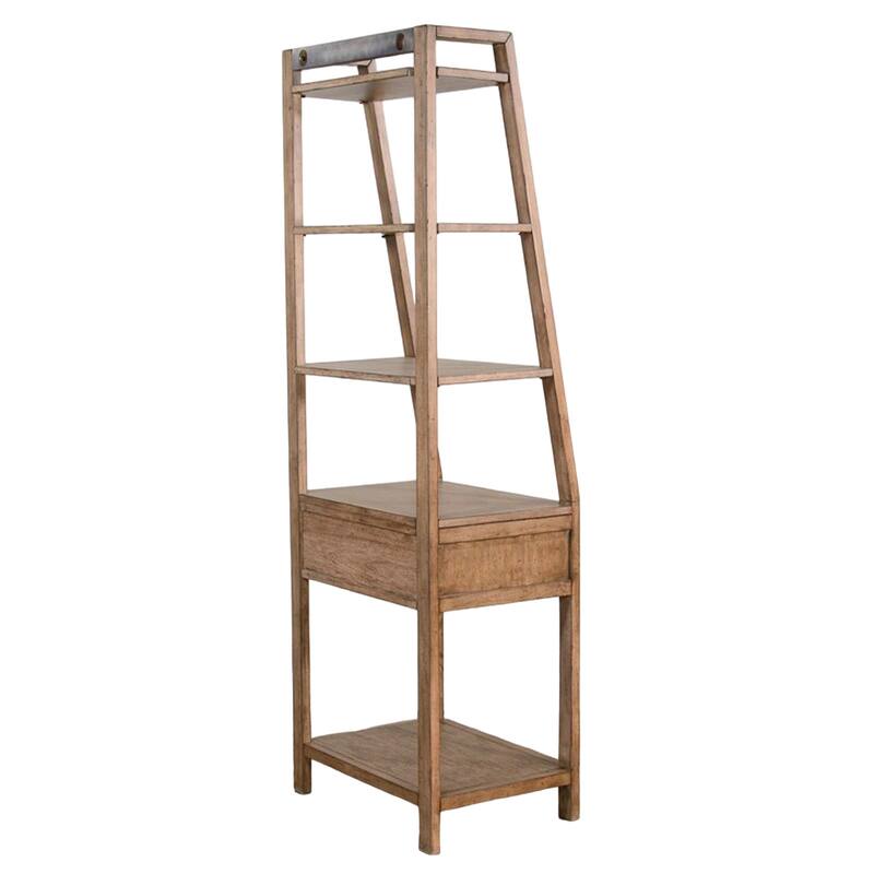 Yael Freestanding Pier with Adjustable Shelves, 72 Inch Light Brown