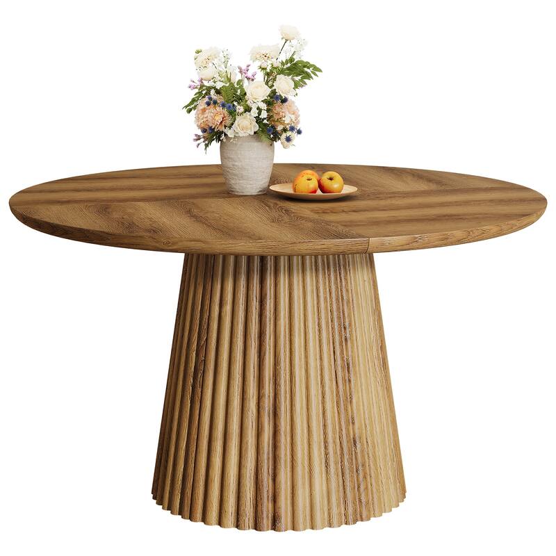 Round Dining Table for 4-6 People, 47" Farmhouse Wood Kitchen Table