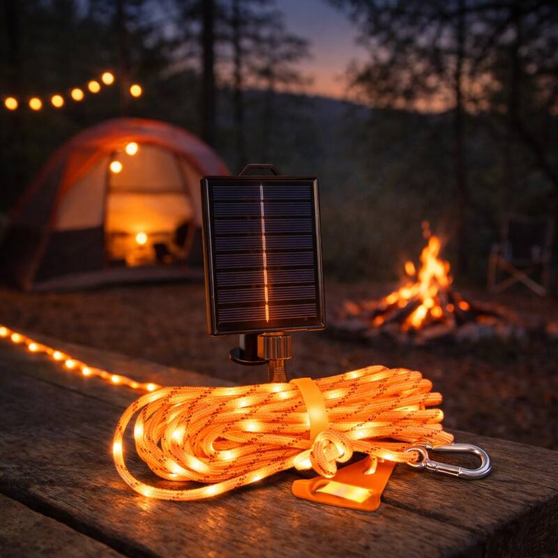 Novelty Lights Solar Paracord Rope, 23ft Green Glow Rope with Remote