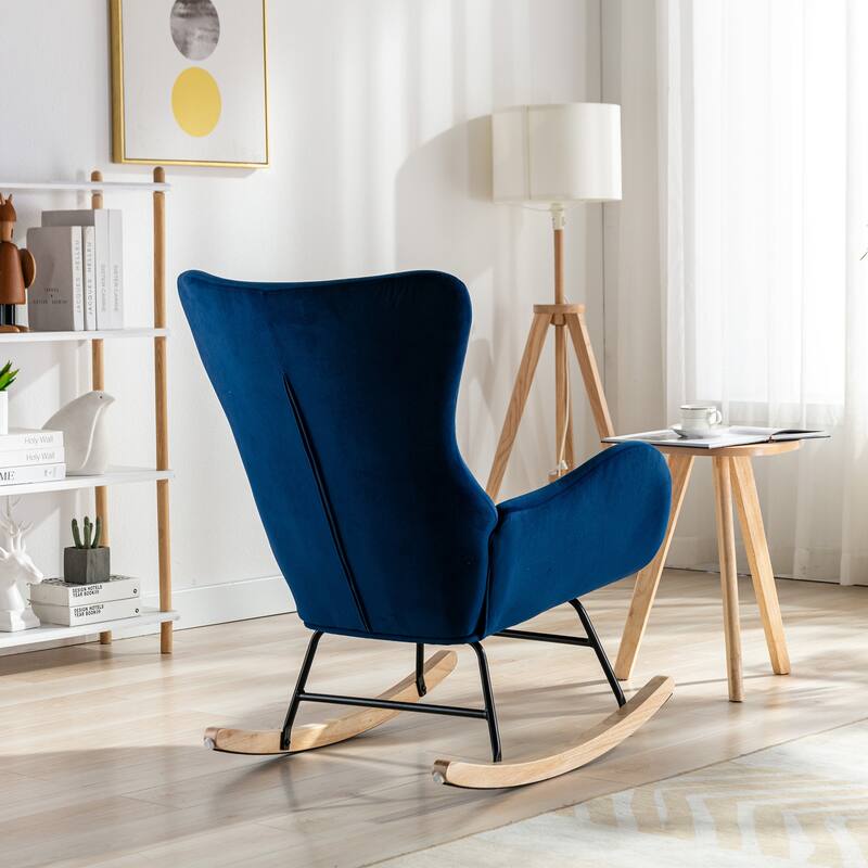Rocking Chair With High Backrest And Armrests