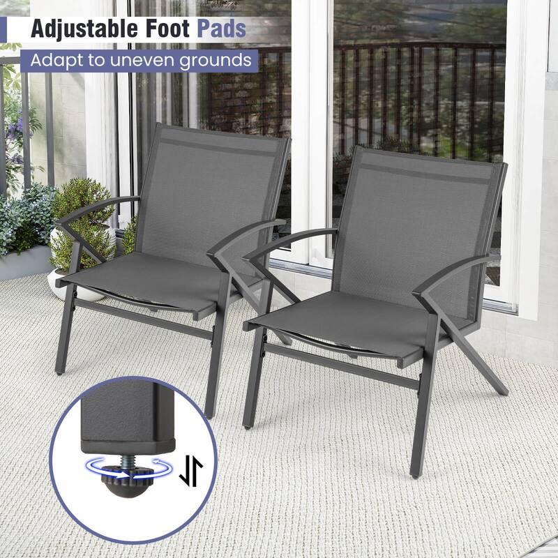 Costway Patio Chairs Set of 2/4 with Heavy Duty Metal Frame Curved