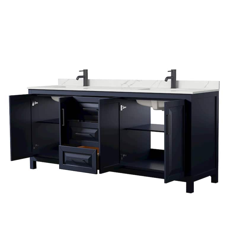 Daria 80-inch Double Vanity, Single Hole Quartz Top