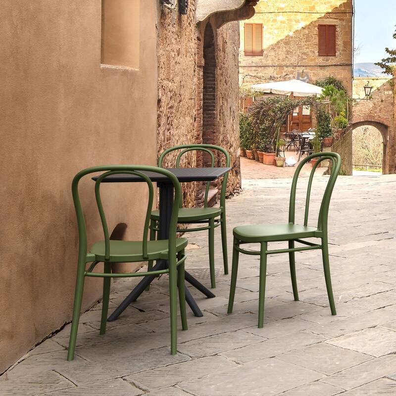 33.5" Olive Green Stackable Patio Armless Dining Chair