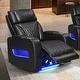 preview thumbnail 1 of 10, Jazz 37"W Leather Aire Transformer Power Reclining Chair w/Power Headrest, LED Lights, USB & USB-C Ports, Storage & Cupholders Black