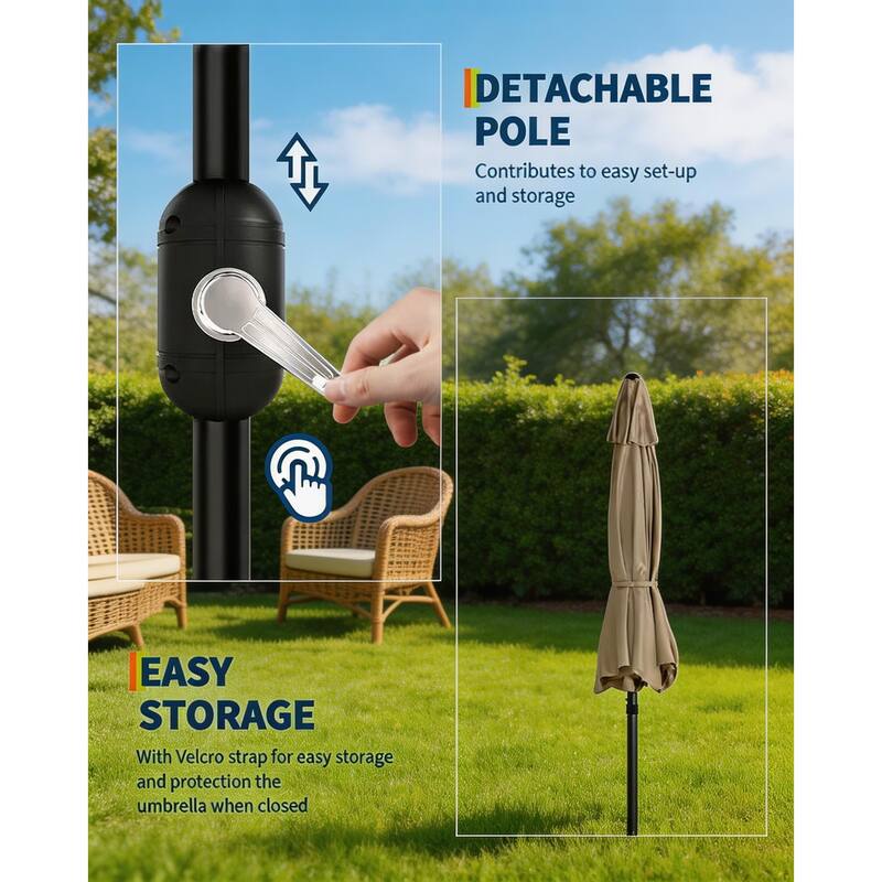 10ft Outdoor Patio Umbrella, with Crank Lift & Push Button Tilt, UV Protection Waterproof