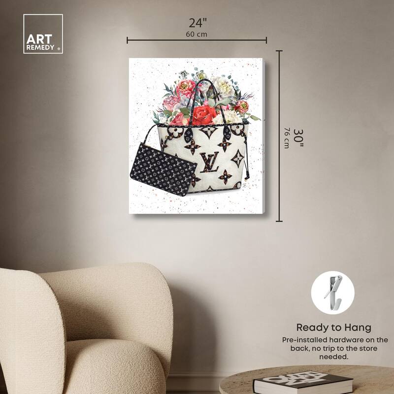 Floral Summer Bag Canvas by Art Remedy, Gallery Wrapped