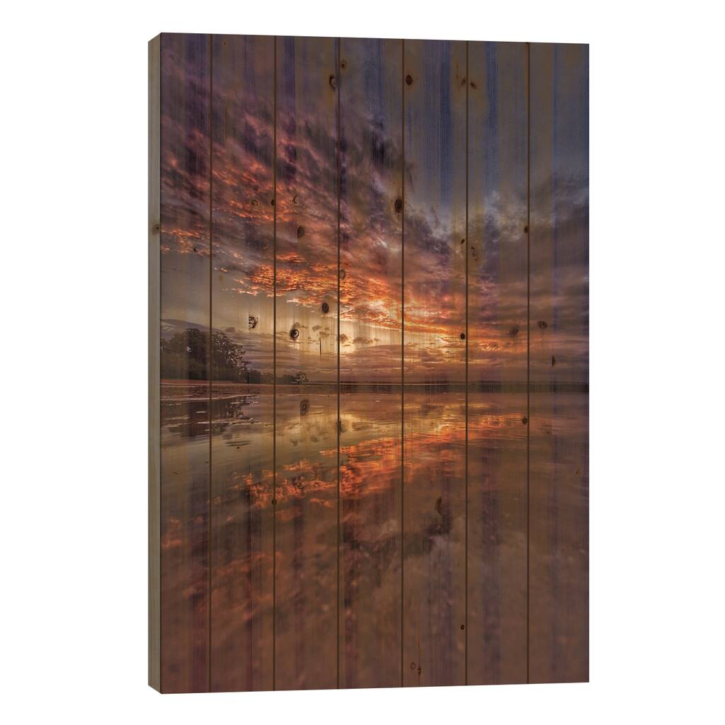 Double Sunset Print On Wood by Ben Mulder - Multi-Color
