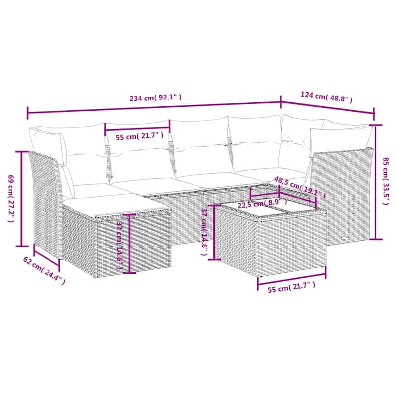 Modular Garden Sofa Set with Cushions