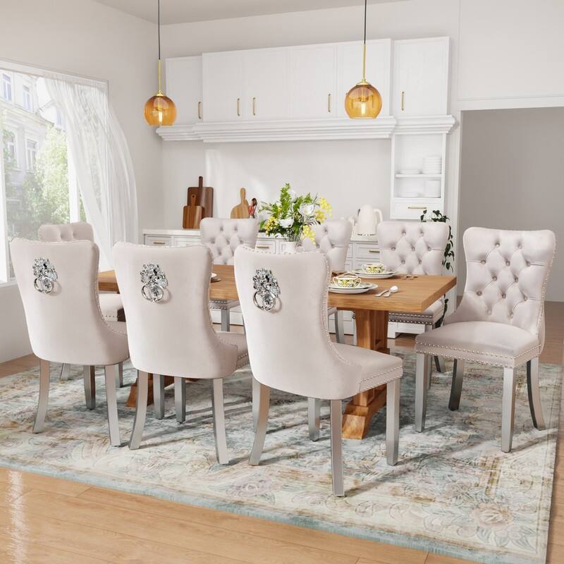 Tufted Naliheads Solid Wood Upholstered Dining Chairs (Set of 2)