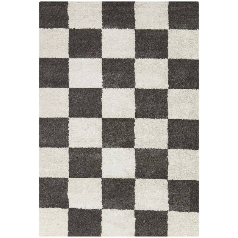 Reinhart Checkered Area Rug - 5'3" x 7' - Dark Grey - Rectangle