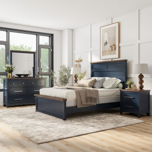 slide 2 of 38, Furniture of America Althea Modern Farmhouse 5-Piece Wood Kids Panel Bedroom Set Blue - Full