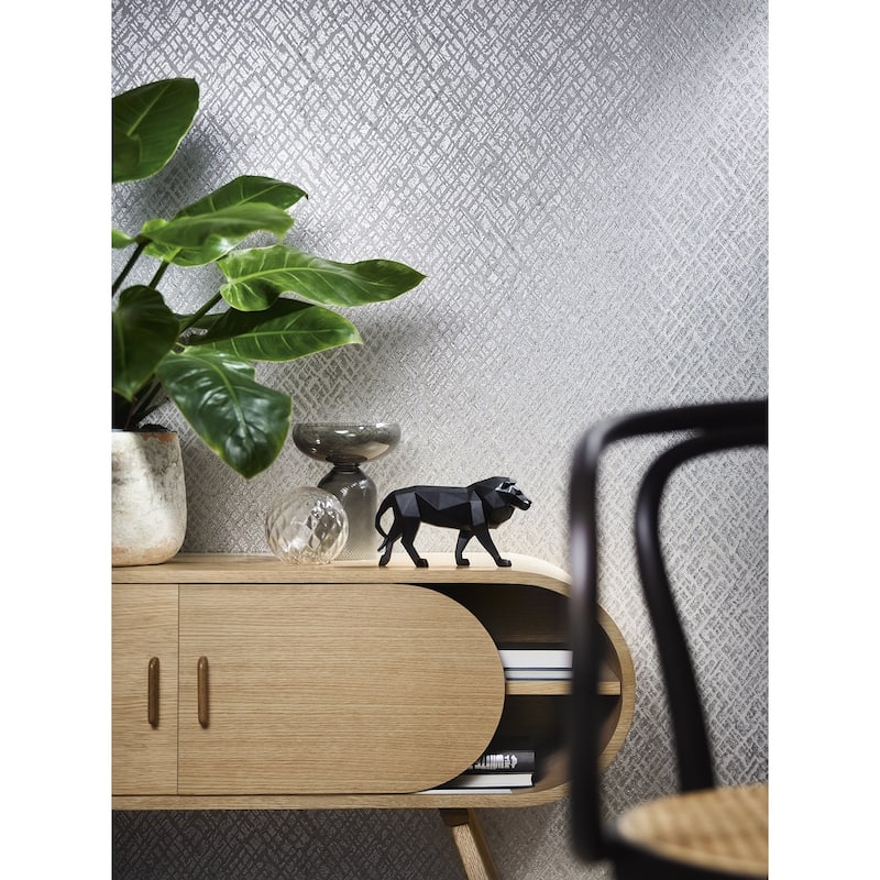 Galerie Wallcoverings Air Collection Crosshatch Effect Textured Metallic Wallpaper Roll
