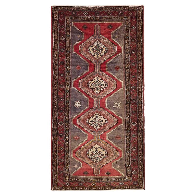 ECARPETGALLERY Hand-knotted Konya Anatolian Grey, Red Wool Rug - 4'4 x 9'0