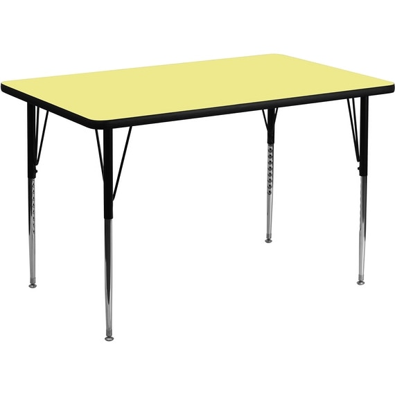 Offex 30''W x 60''L Rectangular Activity Table with Yellow Thermal Fused Laminate Top and Standard Height Adjustable Leg