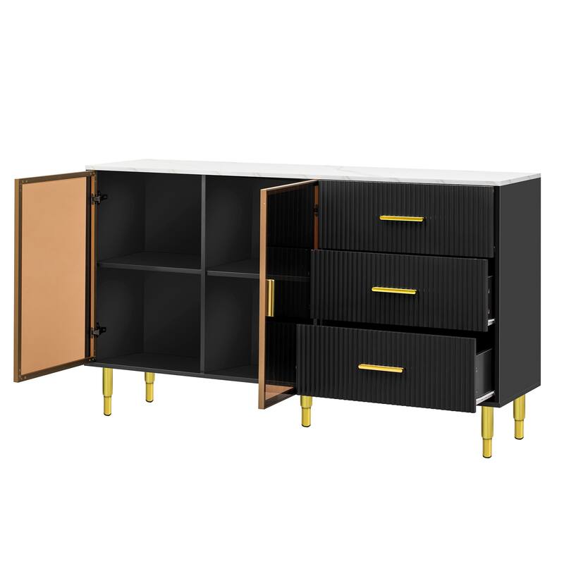 Nestfair Sideboard with Marble Sticker Tabletop and Gold Metal Legs