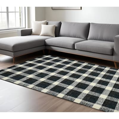 HomeRoots Plaid Transitional Rectangle Area Rug