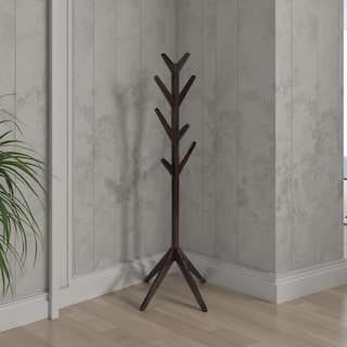 Margo Coat Rack, 8 Hooks and Tree Inspired Design, Brown Solid wood