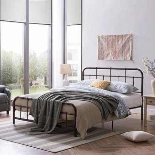 Queen-Size Iron Bed Frame Minimal Industrial Hammered Copper - Bed Bath ...