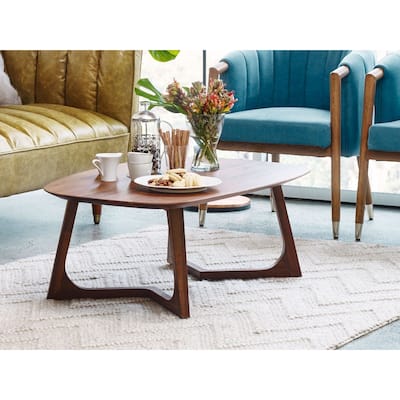 Aurelle Home Gideon Solid Walnut Modern Coffee Table - 42 x 27.5 x 15