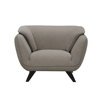 Linen and Wood Accent Chair with Tapered Leg Design in Brown