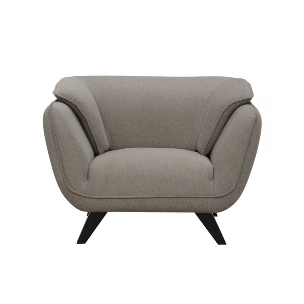 Linen and Wood Accent Chair with Tapered Leg Design in Brown