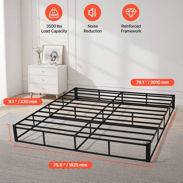 Box Spring Bed Frame Thick and Solid Steel Frame King 9