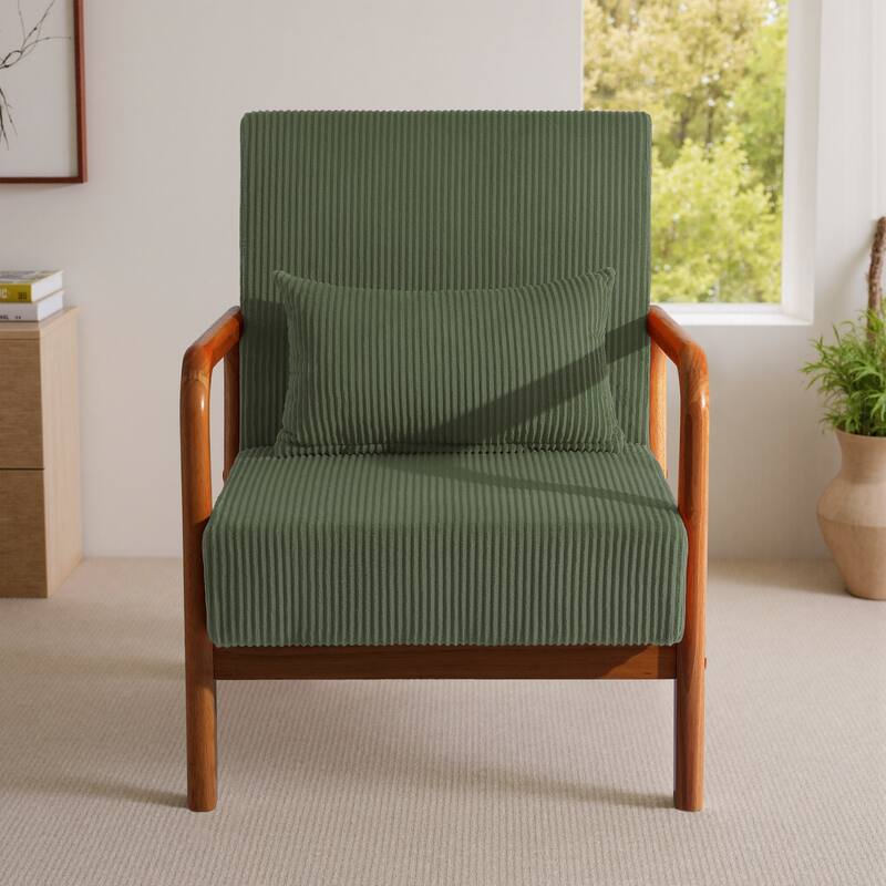 Mid-Century Upholstered Accent Chair with Wood Frame