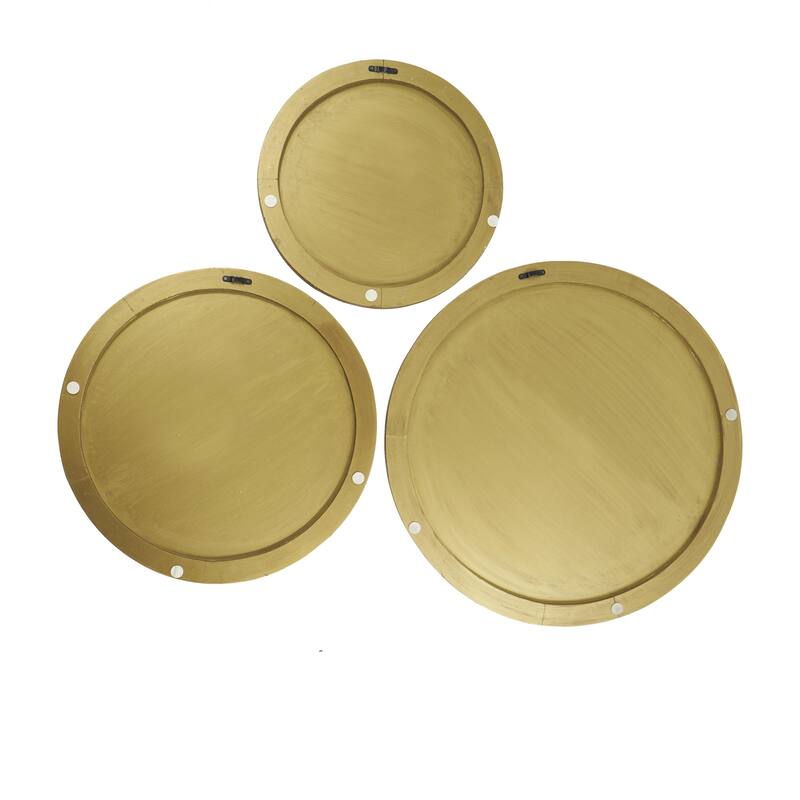 CosmoLiving by Cosmopolitan Gold, White or Black Wooden Carved Radial Plate Home Wall Decor (Set of 3)