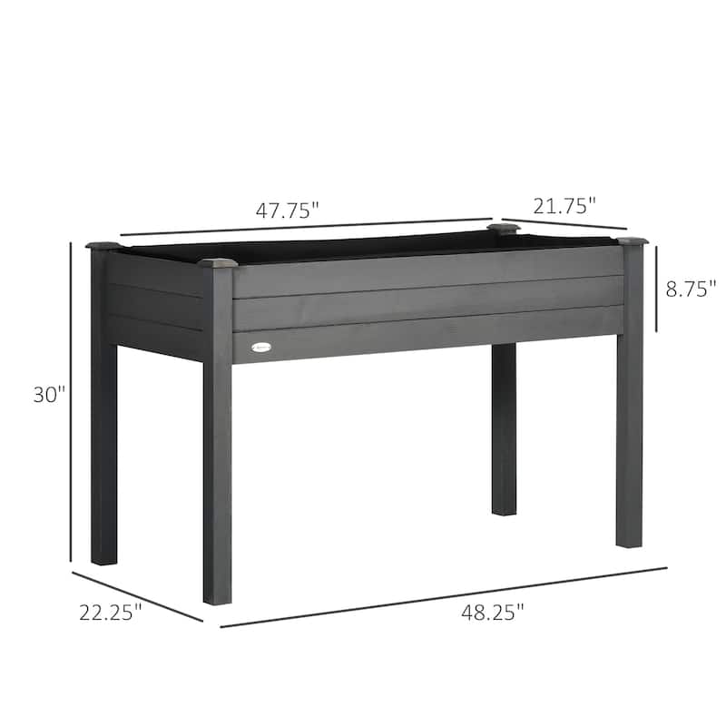 Raised Garden Bed with Legs, 48" x 22" x 30", Elevated Wooden Planter Box, Self-Draining with Bed Liner