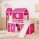 preview thumbnail 31 of 57, House Low Loft Bed with Slide & Tent Solid Wood Kids Loft Bed Frame with Tower and Ladders for Kids Teens Boys & Girls Pink - Twin