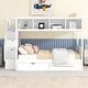 preview thumbnail 14 of 37, Twin Over Full Bunk Bed with Storage Stairs, Solid Wood Bunk Bed Frame with 2 Drawers & Storage Shelves, for Kids Teens Adults White - Full