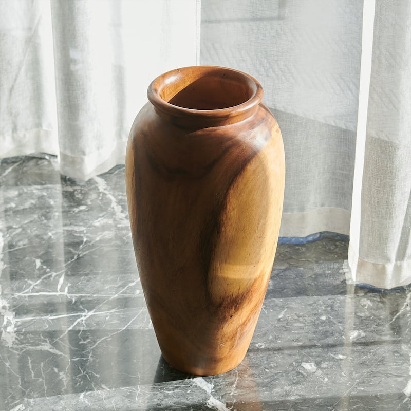 Natural Grain Suar Wood Decorative Vase