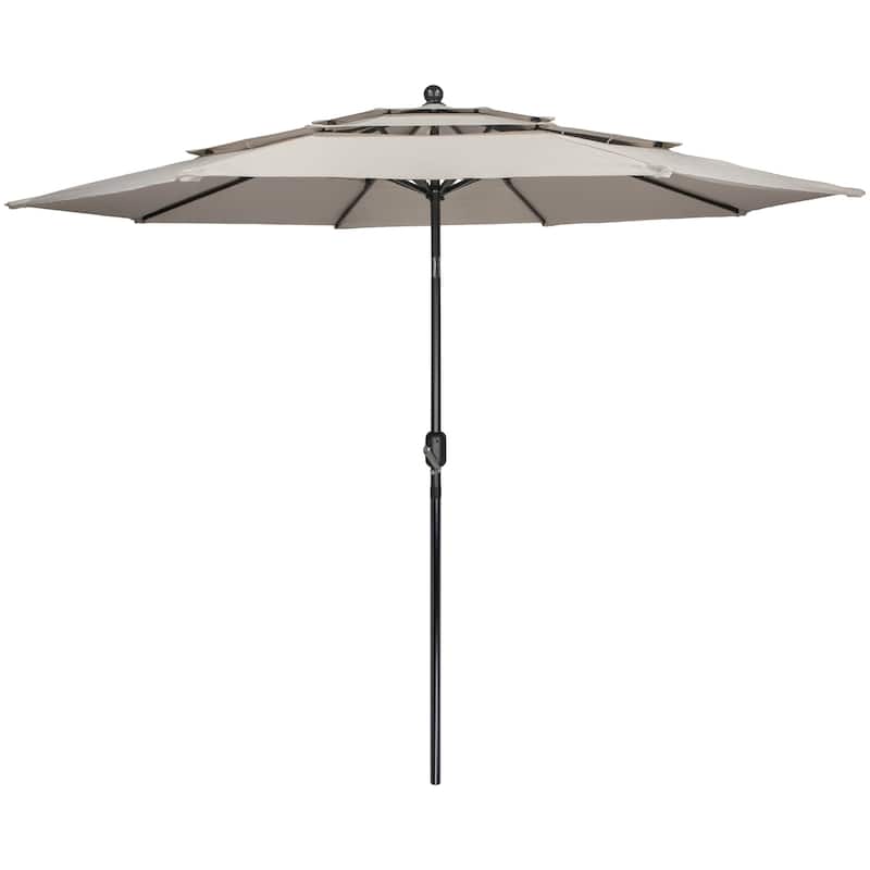 9.75ft Outdoor Patio Market Umbrella with Hand Crank and Tilt, Beige